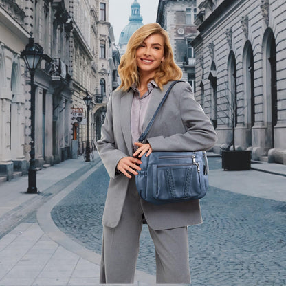 ELDA Chic Crossbody: Soft PU Leather Multi-Pocket Bag