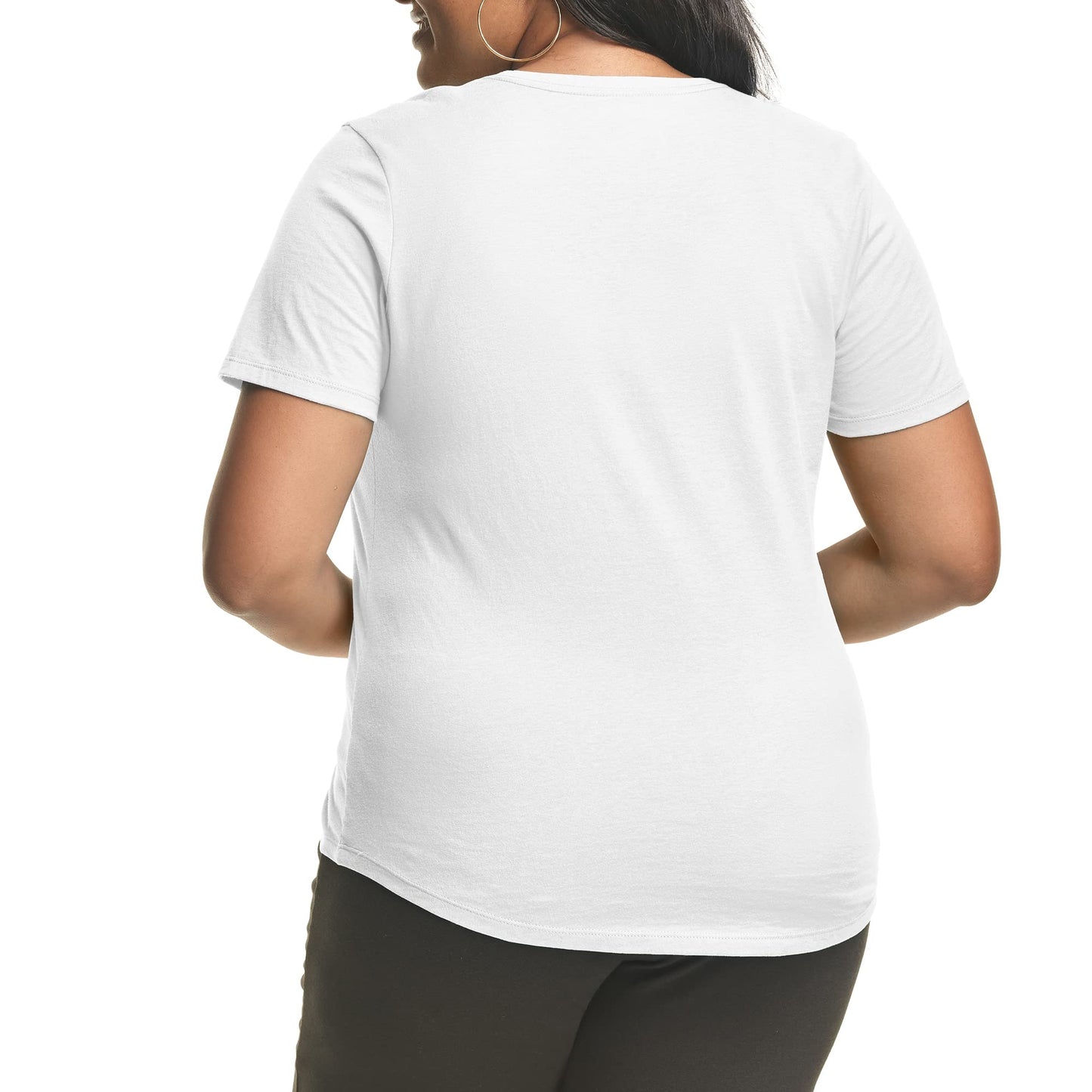 Hanes Plus Size V-Neck Cotton Tee for Women
