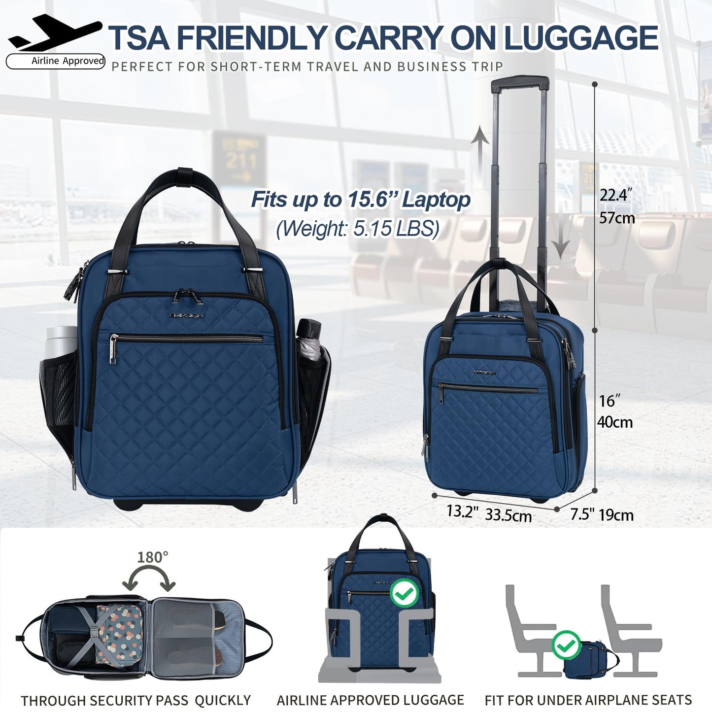 EMPSIGN 16 Wheeled Underseat Travel Bag