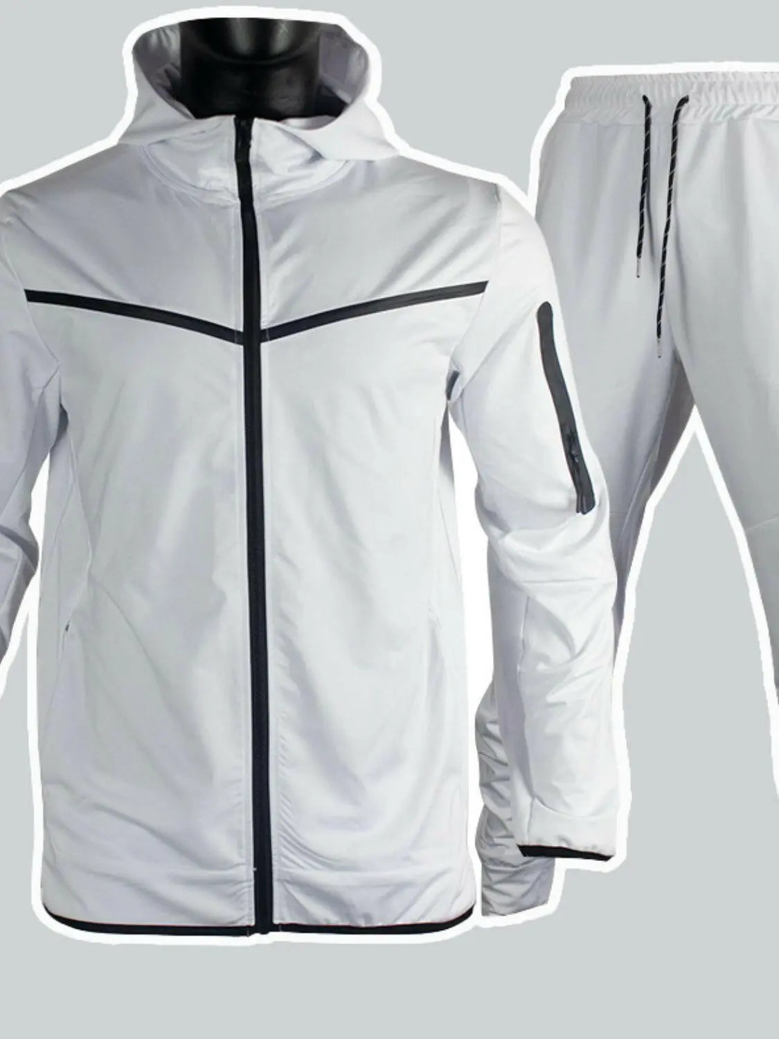 Men's Full Size Zip Up Top and Pants Set Plus Size.