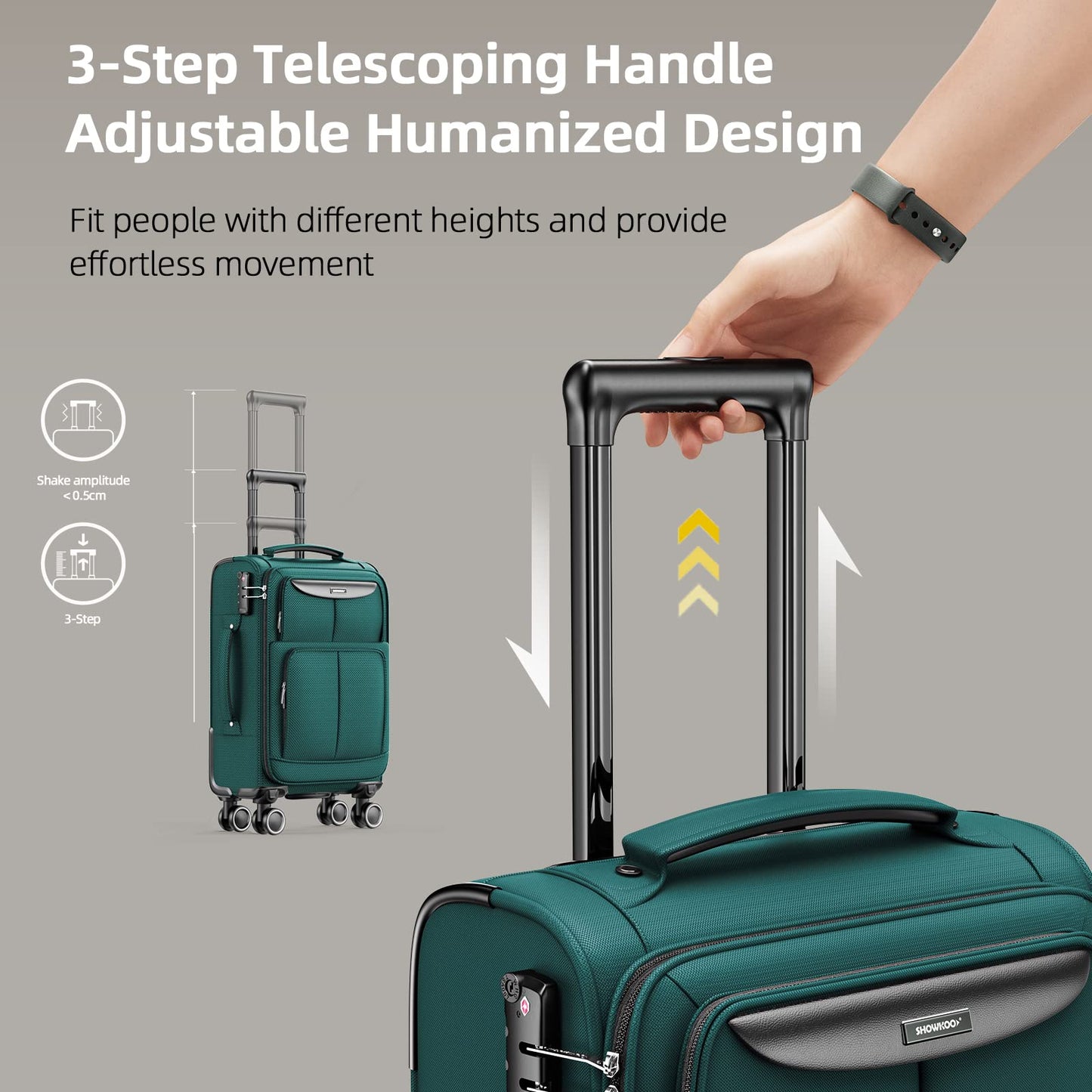 SHOWKOO Armygreen 3-Piece Expandable Luggage Set