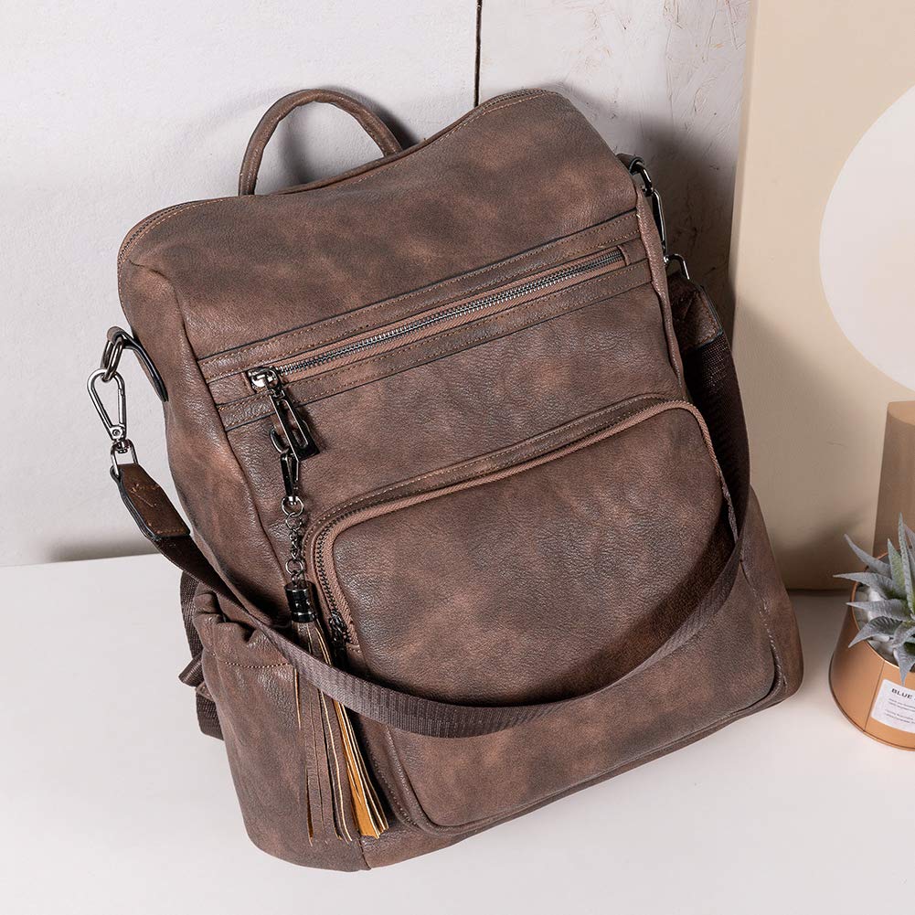 DUO-TONE Luxe Women's Leather Travel Backpack