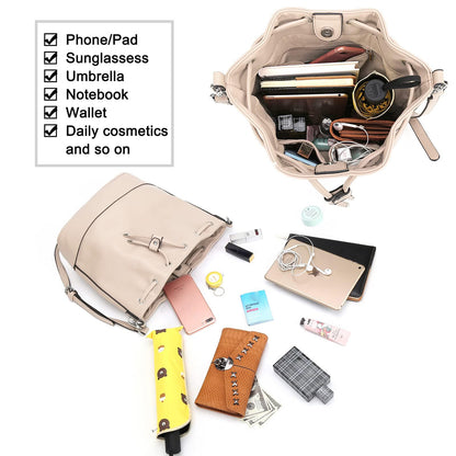 AFKOMST Chic Leather Bucket & Crossbody Bag Set