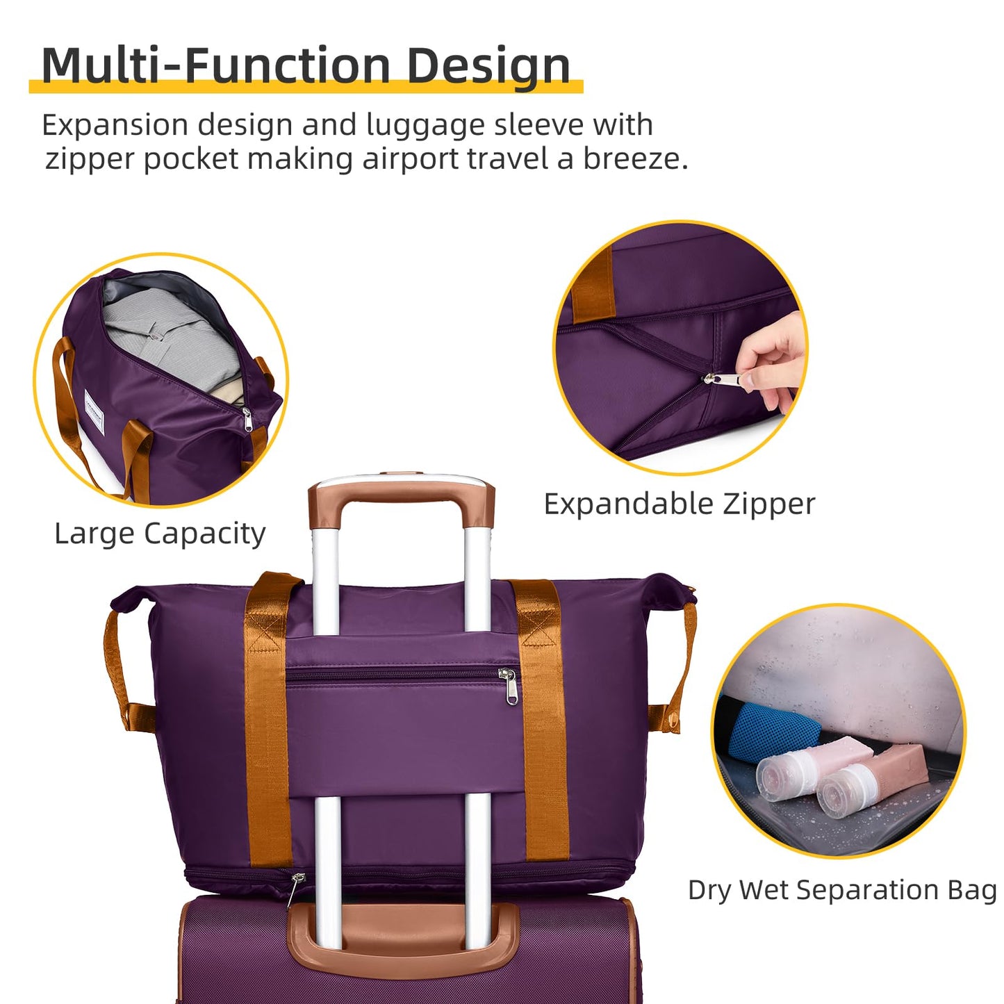 LARVENDER Expandable 5-Piece Spinner Luggage Set