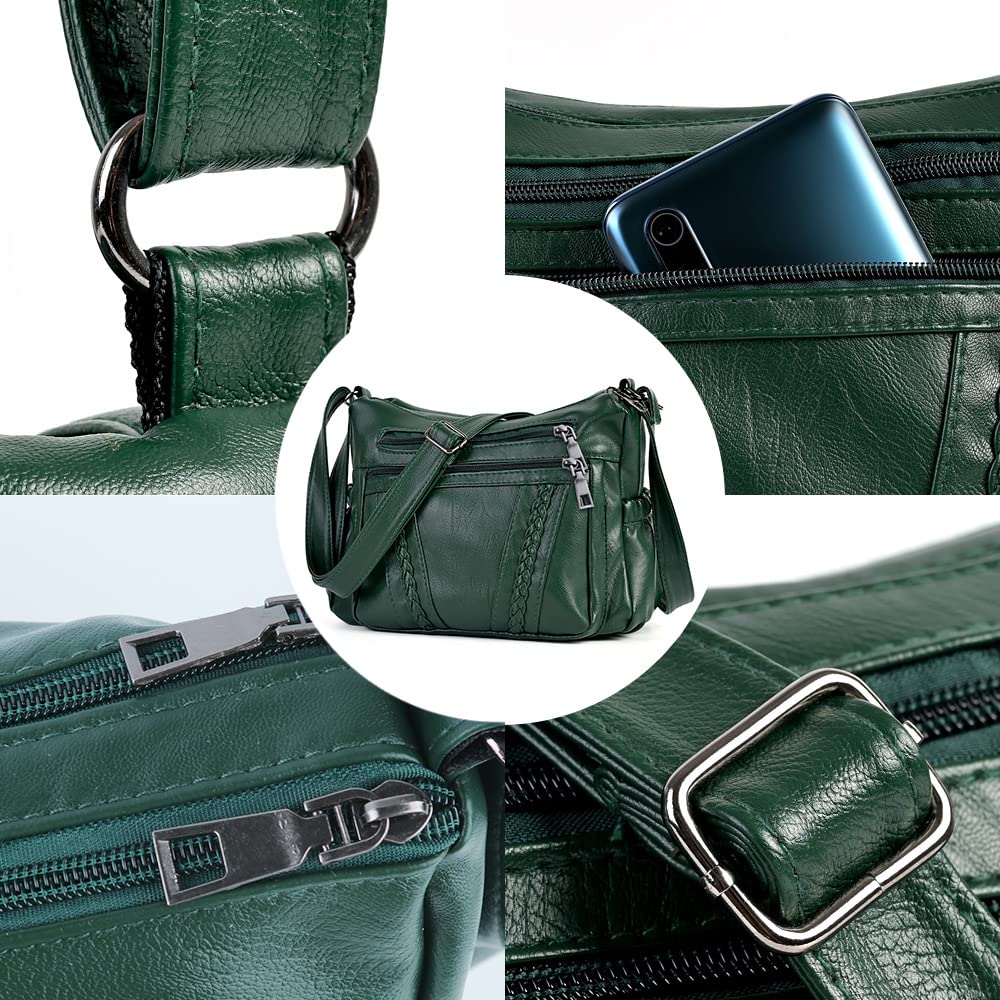 ELDA Chic Crossbody: Soft PU Leather Multi-Pocket Bag