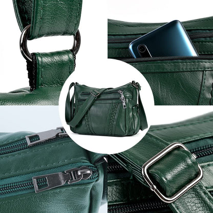 ELDA Chic Crossbody: Soft PU Leather Multi-Pocket Bag