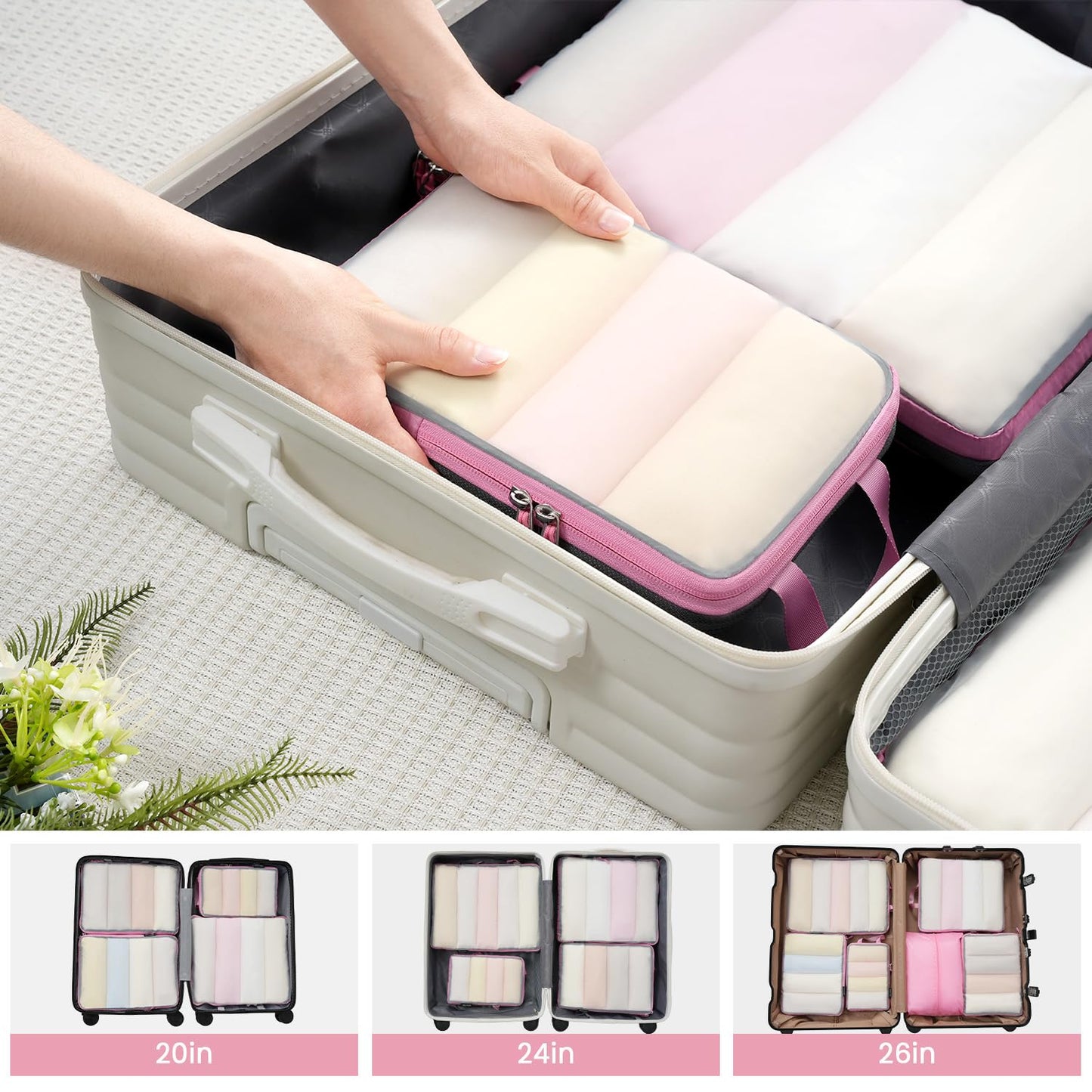 BAGAIL Travel Compression Cubes Set for Packing Ease