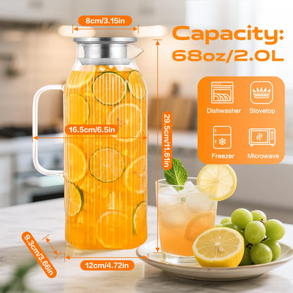 Aofmee Stainless Precision Pitcher - 68oz Borosilicate