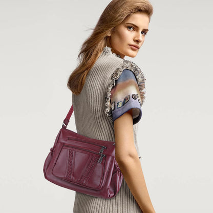 ELDA Chic Crossbody: Soft PU Leather Multi-Pocket Bag