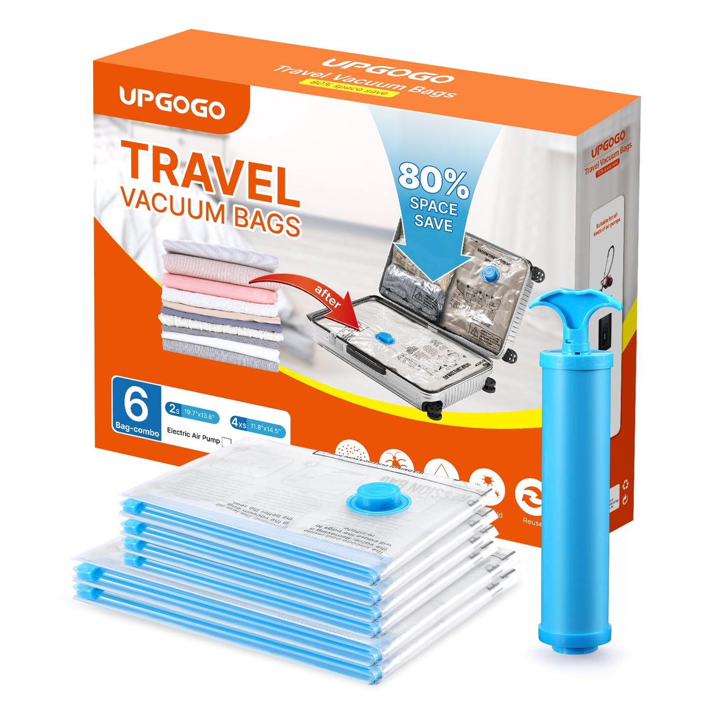 Vacuum Space Saver Bags - 6 Pack Travel Combo