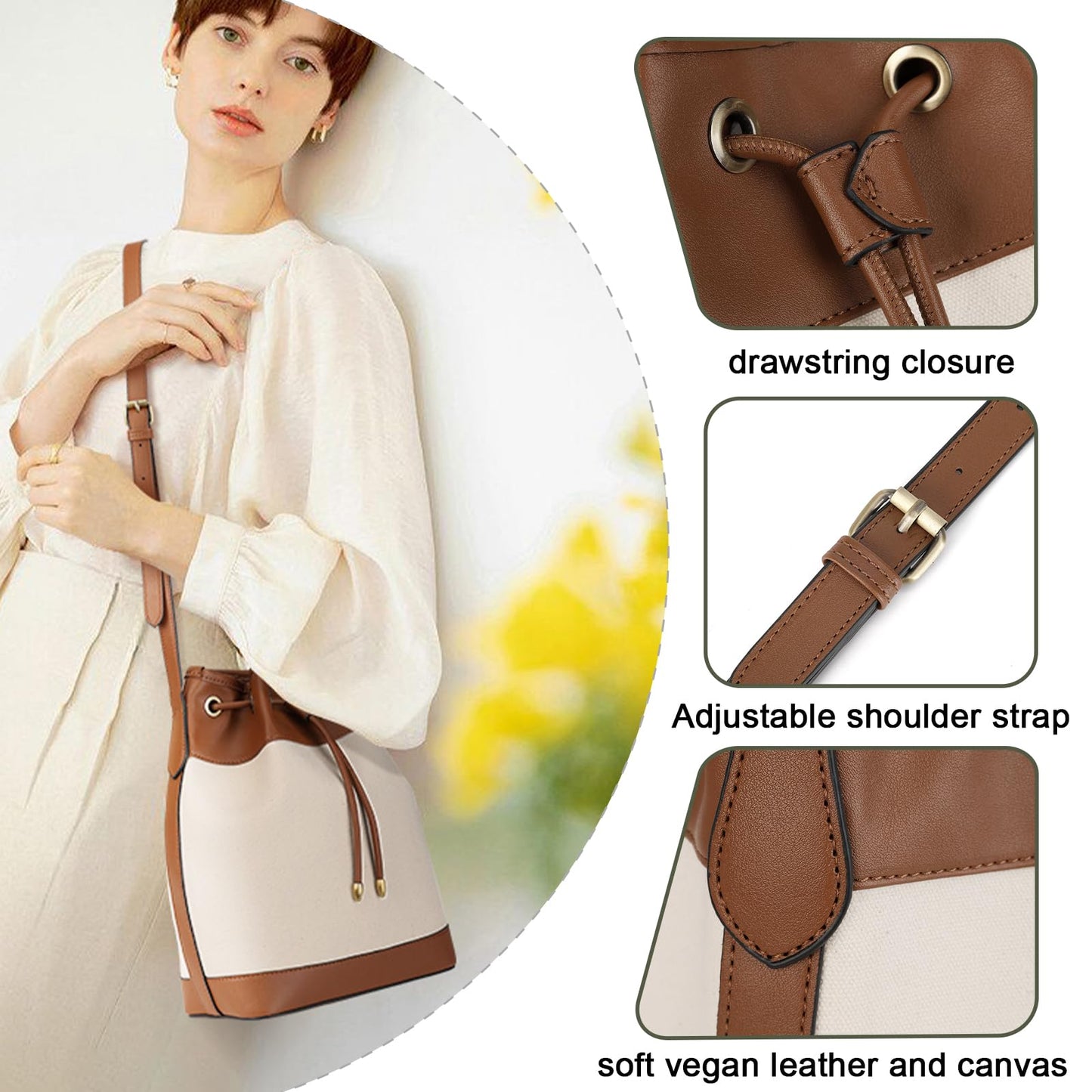 AFKOMST Chic Leather Bucket & Crossbody Bag Set