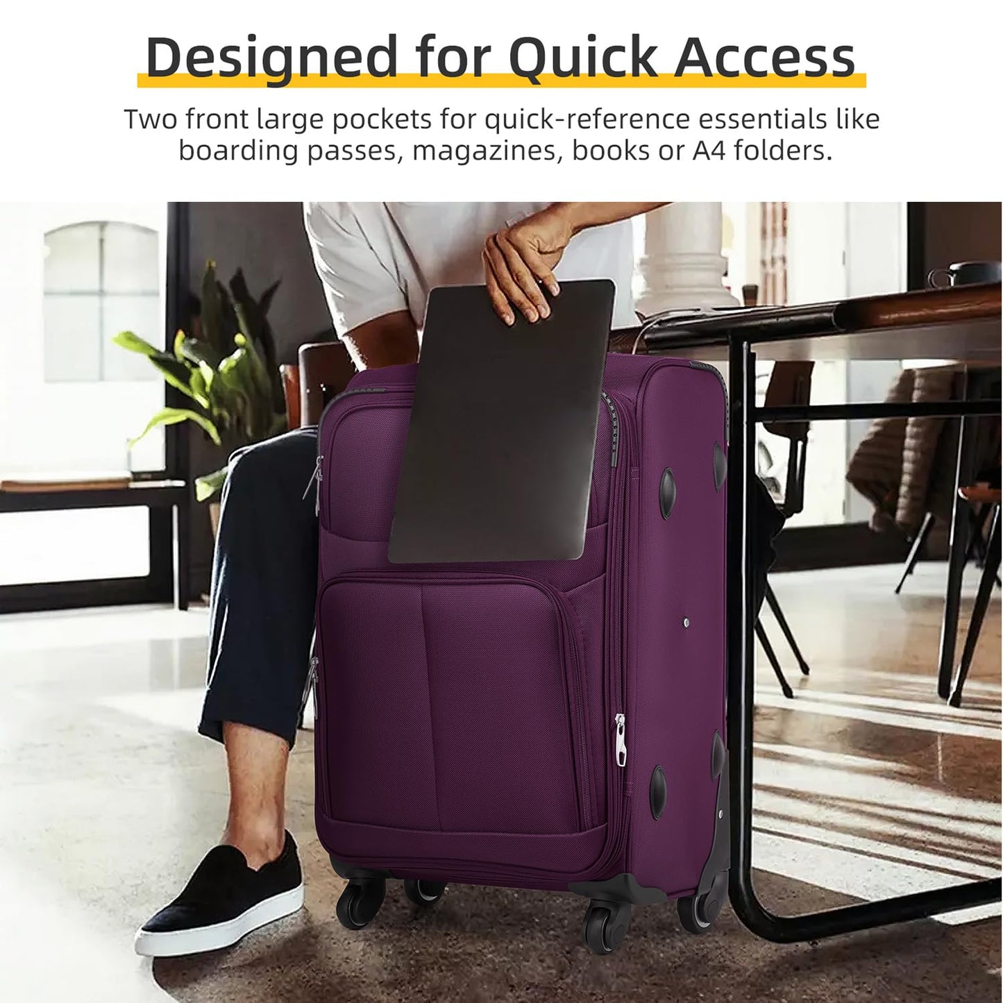 LARVENDER Expandable 5-Piece Spinner Luggage Set