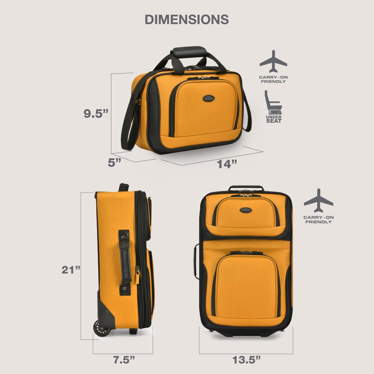 U.S. Traveler Rio Expandable Orange Carry-on
