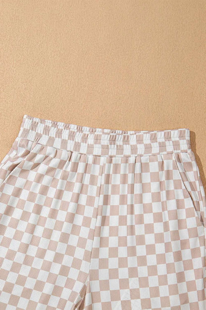 Ribbed Texture Checkered Print Tank and Pants Set - Premium Sleepwear from Trendsi - Just $39.99! Shop now at Handbags Specialist Headquarter