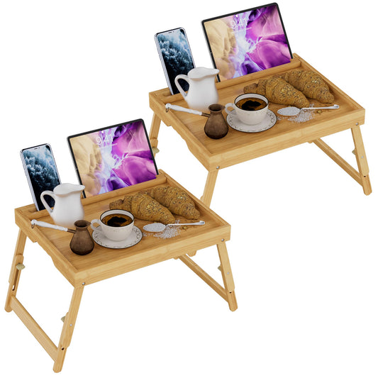 Artmeer Bamboo Foldable Bed & Laptop Tray - 2 Pack