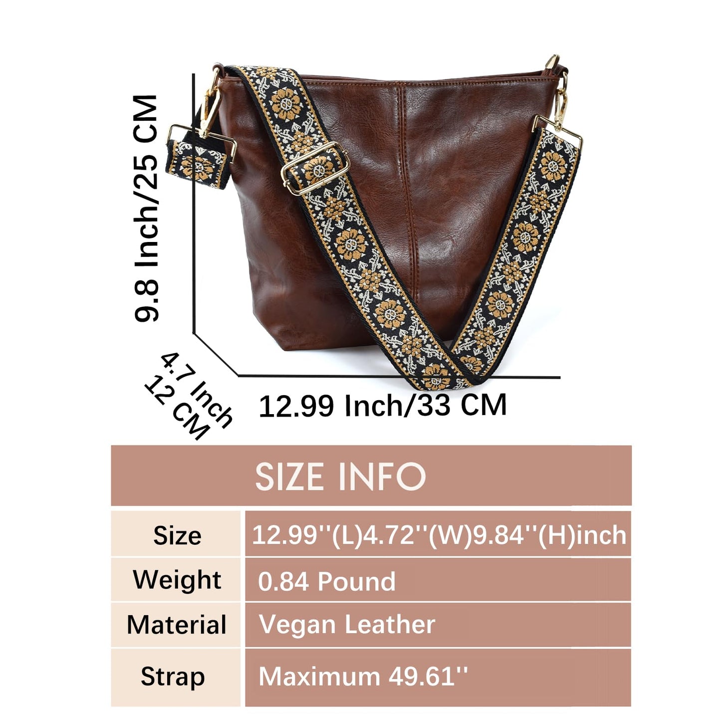 ChicHobo Vegan Leather Crossbody Bag with Strap