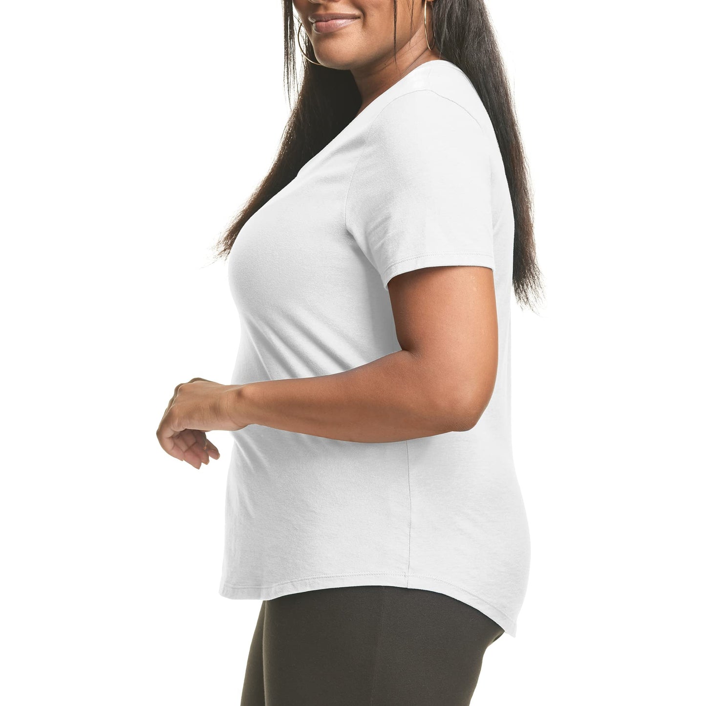 Hanes Plus Size V-Neck Cotton Tee for Women