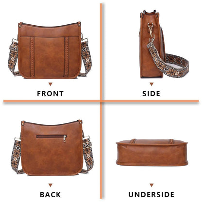 AUYOCO Chic Vegan Leather Crossbody Bag with Strap