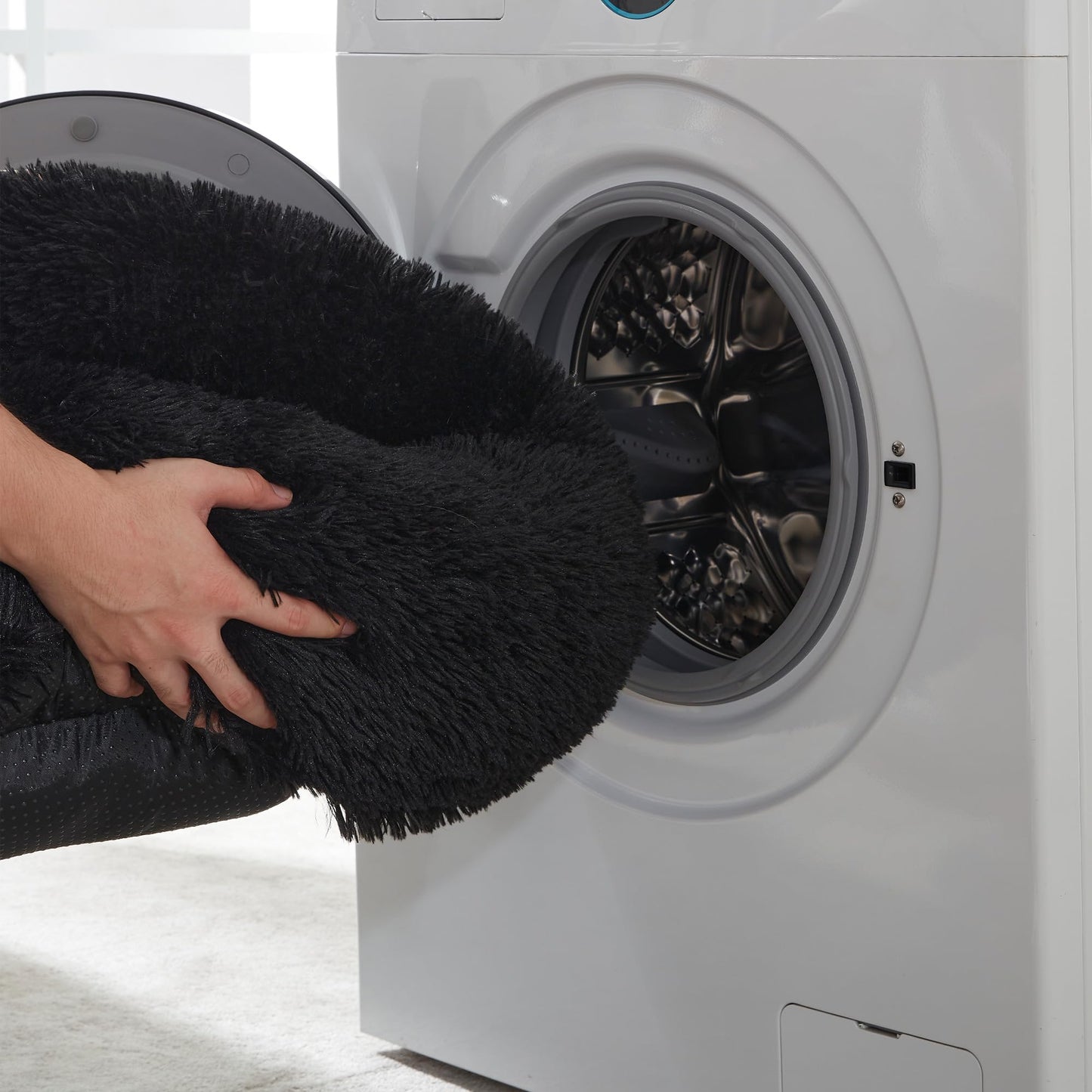 PawCozy Nest: Plush Anti-Anxiety Pet Bed, Light Grey