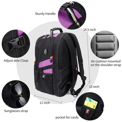 SHRRADOO 50L USB Travel Laptop Backpack - Airline Approved