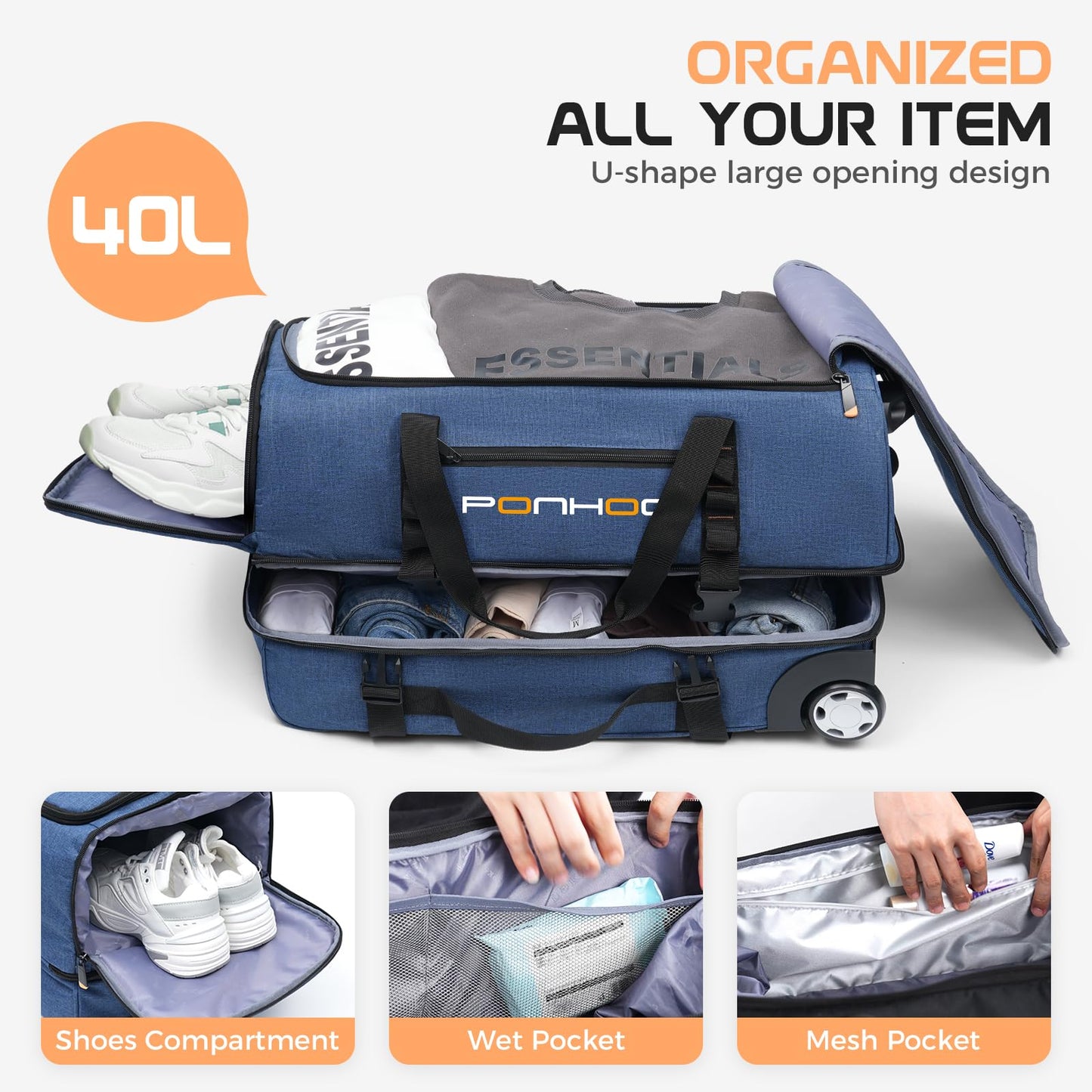 TravelWheels Duffel: Large Waterproof Wheeled Bag