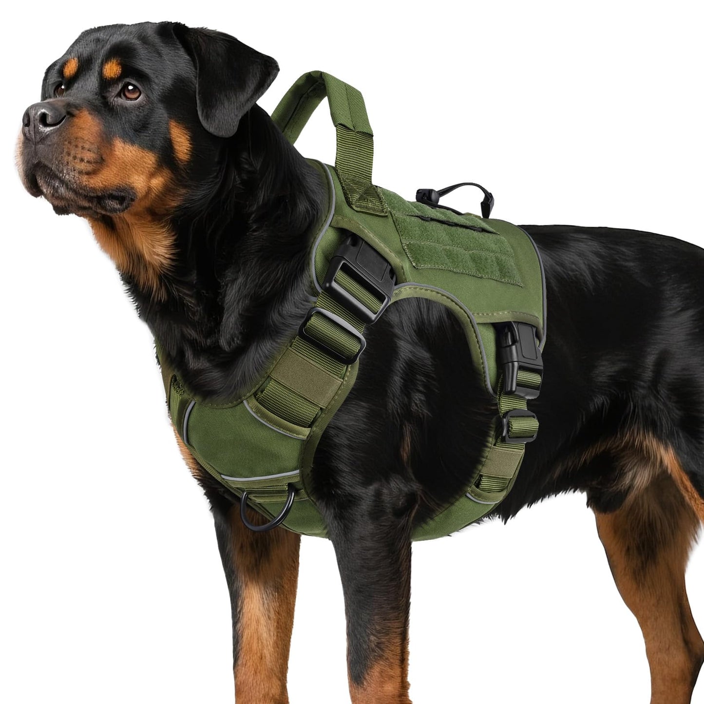 GuardianGrip Tactical Dog Vest - Large, Reflective, Green