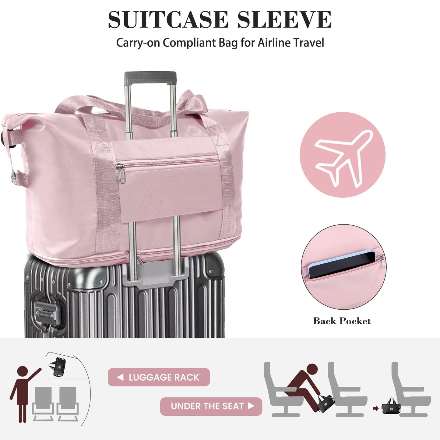 Pink Expandable Travel Duffel with Wet Pocket