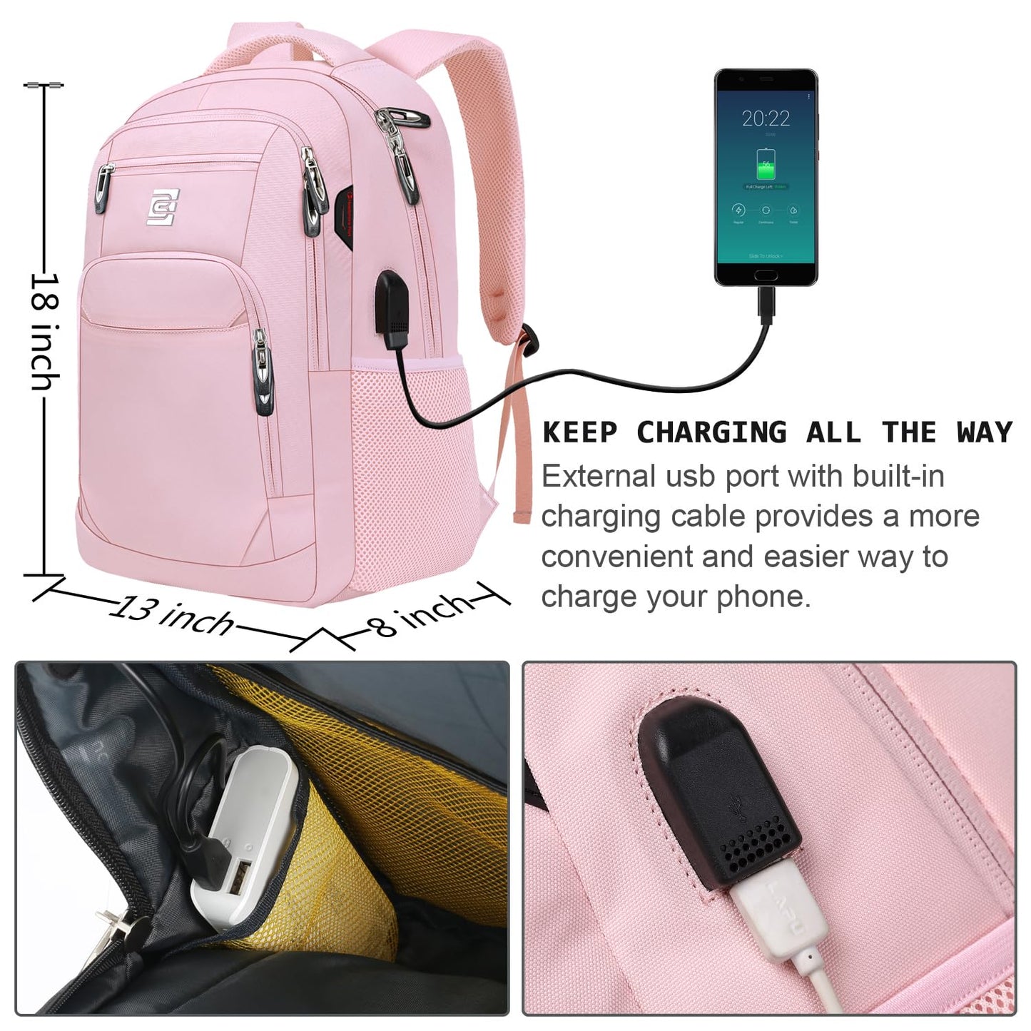 SecureSlim Laptop Backpack with USB & Water Resistance