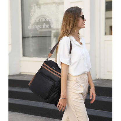 DUO-TONE Luxe Women's Leather Travel Backpack