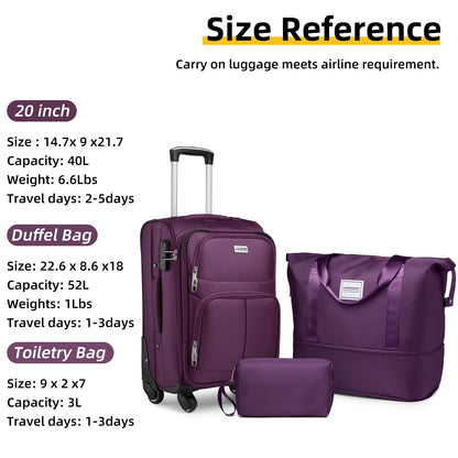 LARVENDER Expandable 5-Piece Spinner Luggage Set