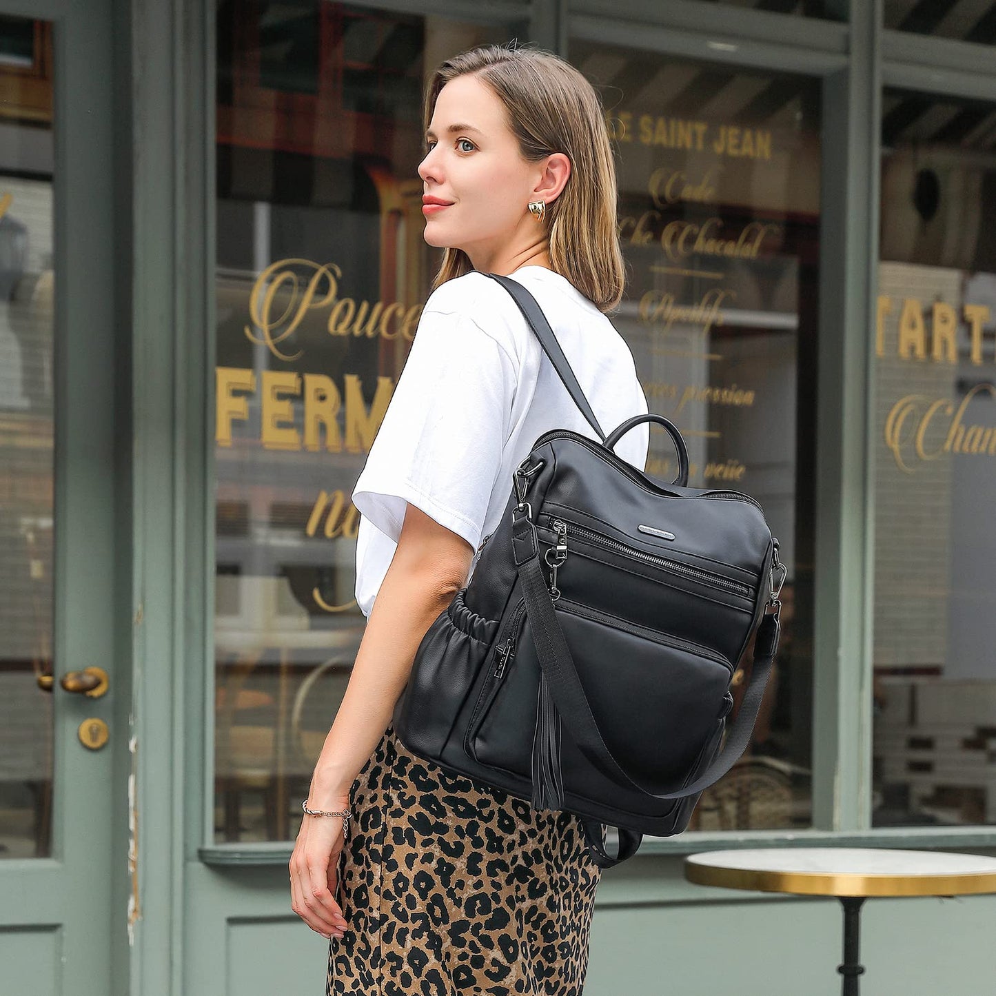 DUO-TONE Luxe Women's Leather Travel Backpack