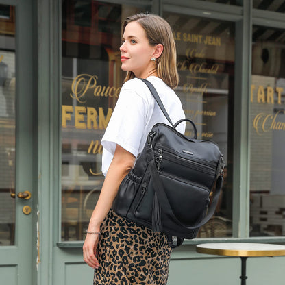 DUO-TONE Luxe Women's Leather Travel Backpack