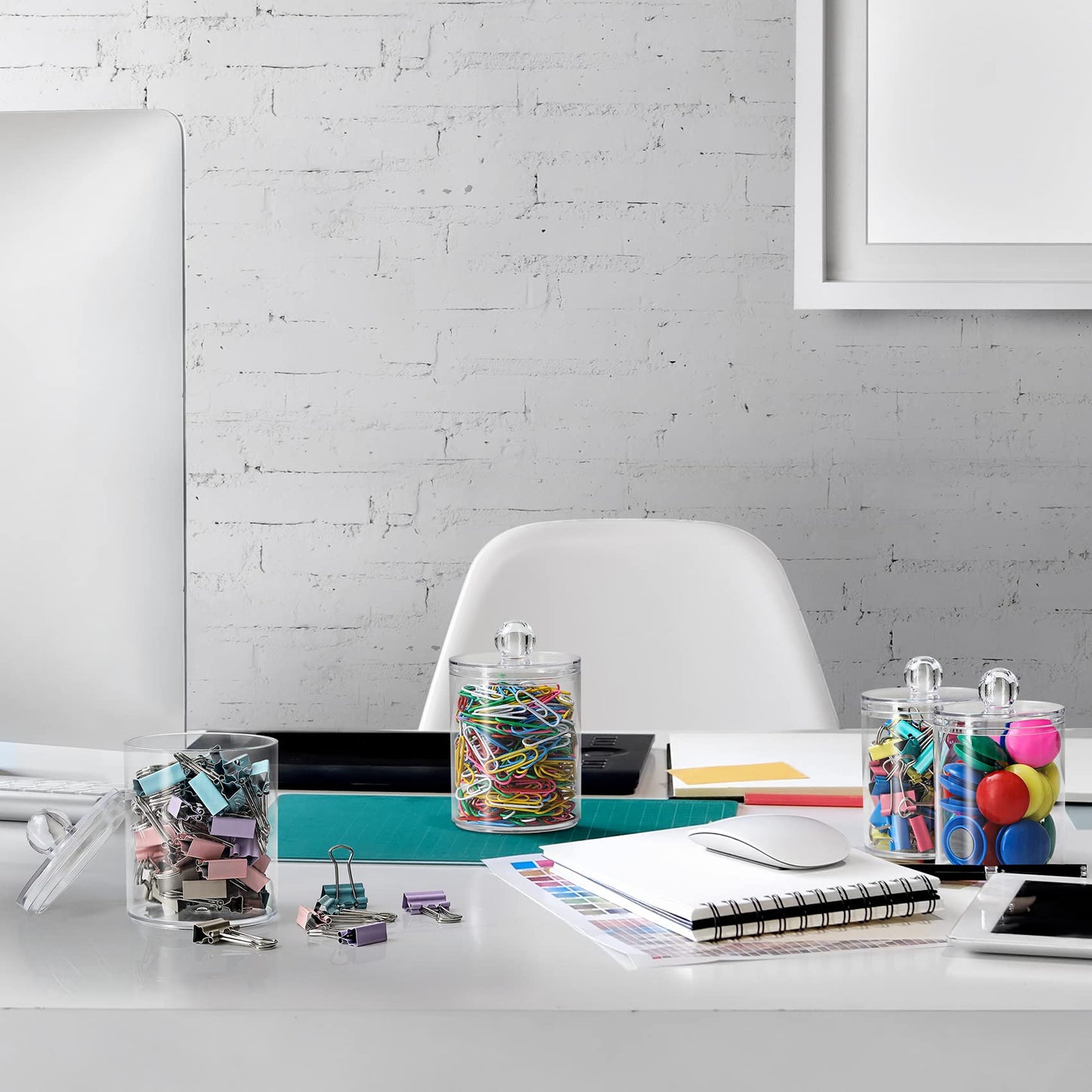 Clear Acrylic Qtip Dispenser Set - 4 Pack