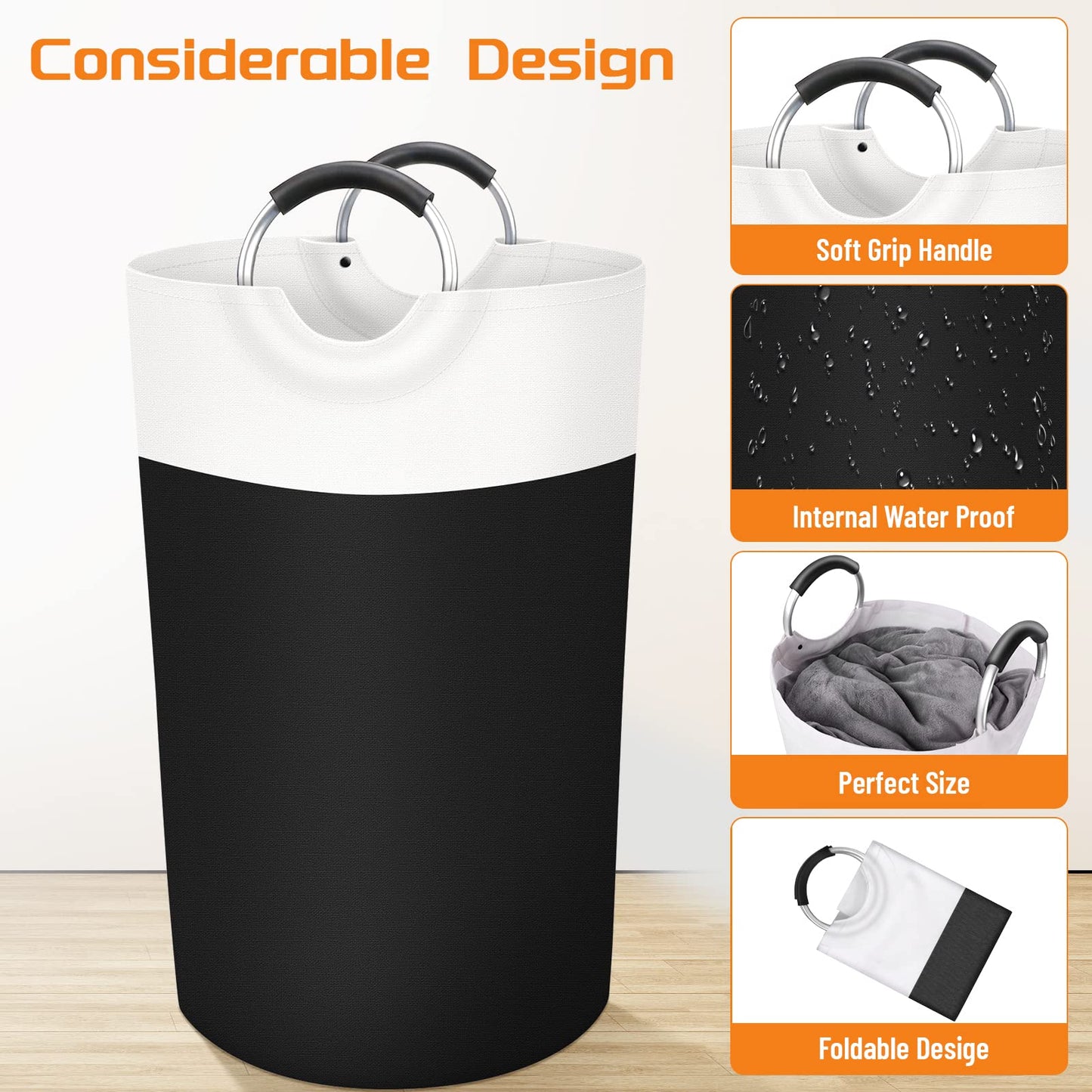 BlissTotes 90L Collapsible Laundry Hamper - Black