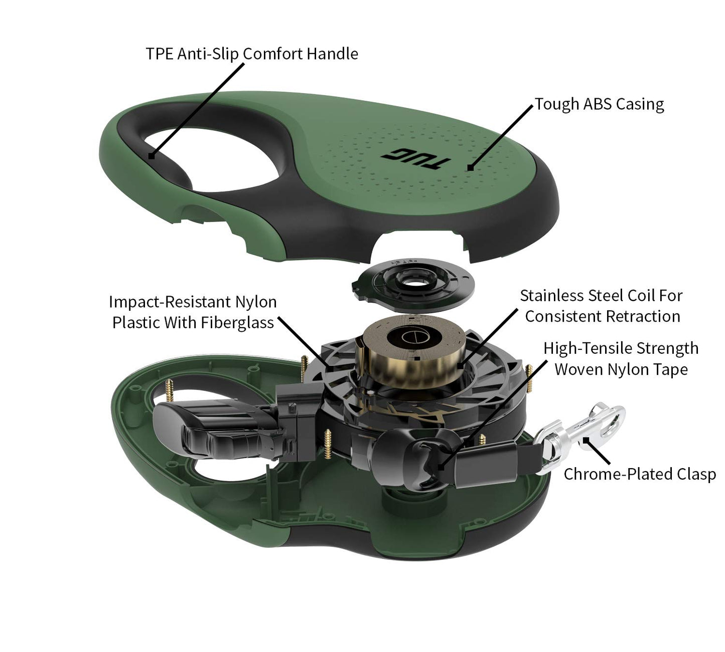 SpinFree 360° Dog Leash - Large, White, 16ft Nylon