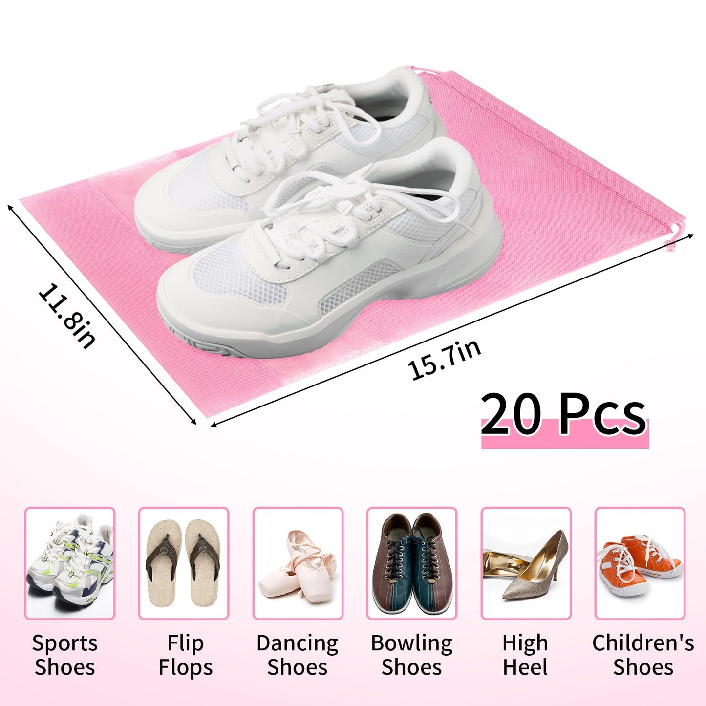 Clear View Travel Shoe Bags - 12 Pack