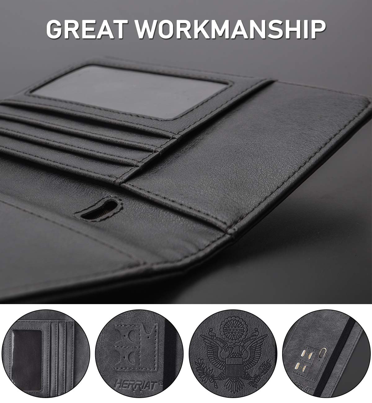 HerriaT RFID Leather Passport Wallet - Gray - Handbags Specialist Headquarter