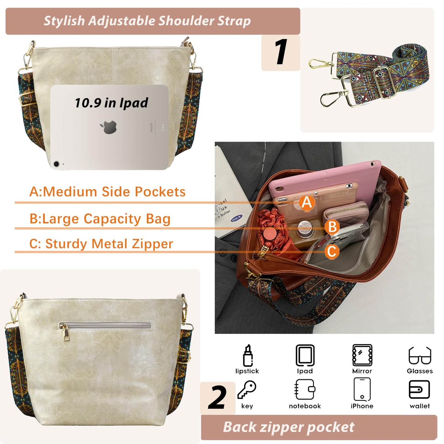 ChicHobo Vegan Leather Crossbody Bag with Strap