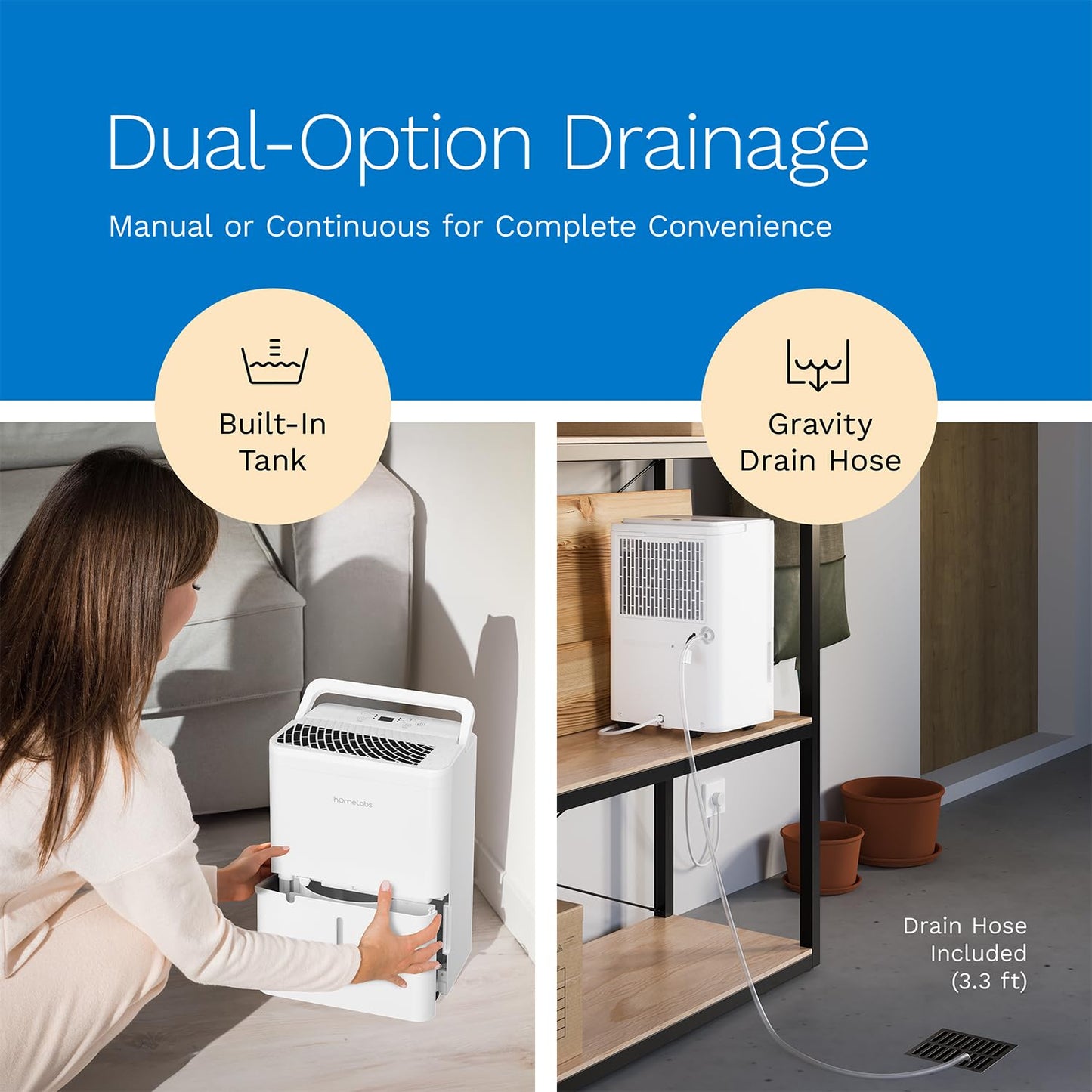 hOmeLabs Smart 50 Pint Dehumidifier 7000 Sq Ft