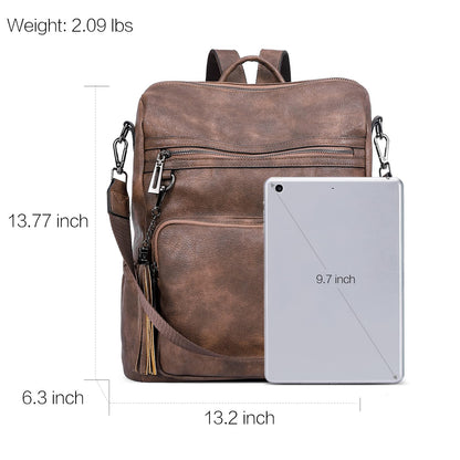 DUO-TONE Luxe Women's Leather Travel Backpack