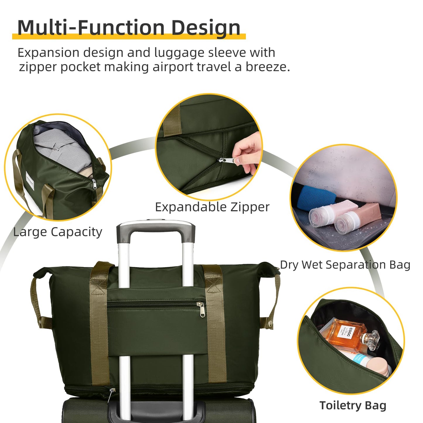 LARVENDER Expandable 5-Piece Spinner Luggage Set