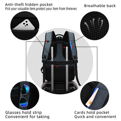 DUSLANG Travel Laptop Backpack with USB Port - Black