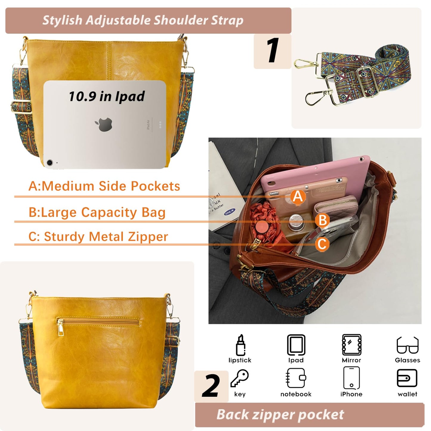 ChicHobo Vegan Leather Crossbody Bag with Strap