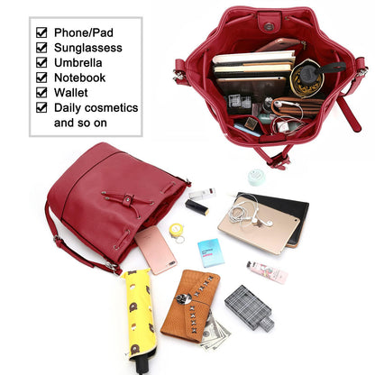 AFKOMST Chic Leather Bucket & Crossbody Bag Set