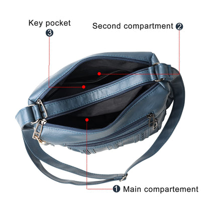 ELDA Chic Crossbody: Soft PU Leather Multi-Pocket Bag