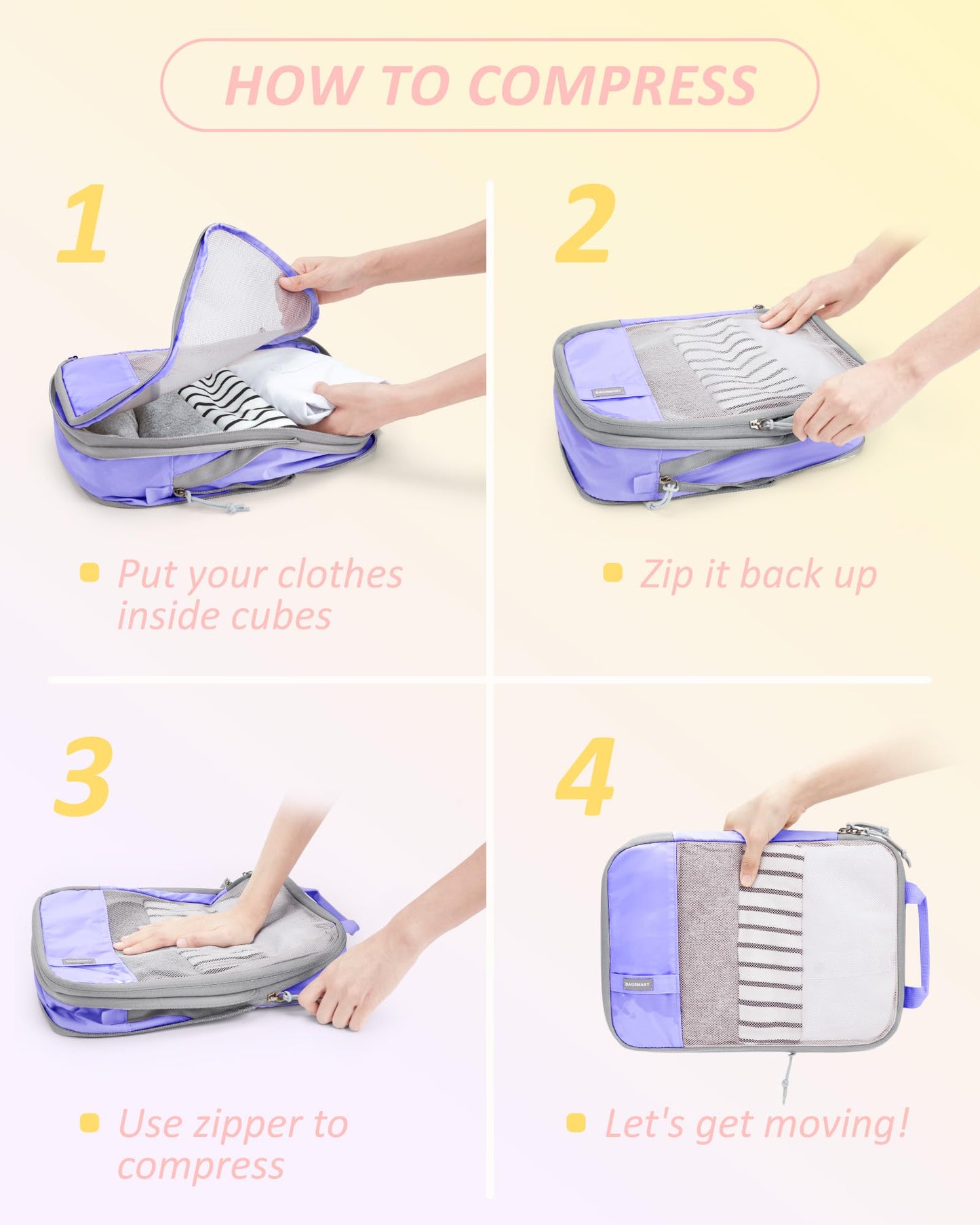 PackPro 6 Set Compression Cubes for Travel