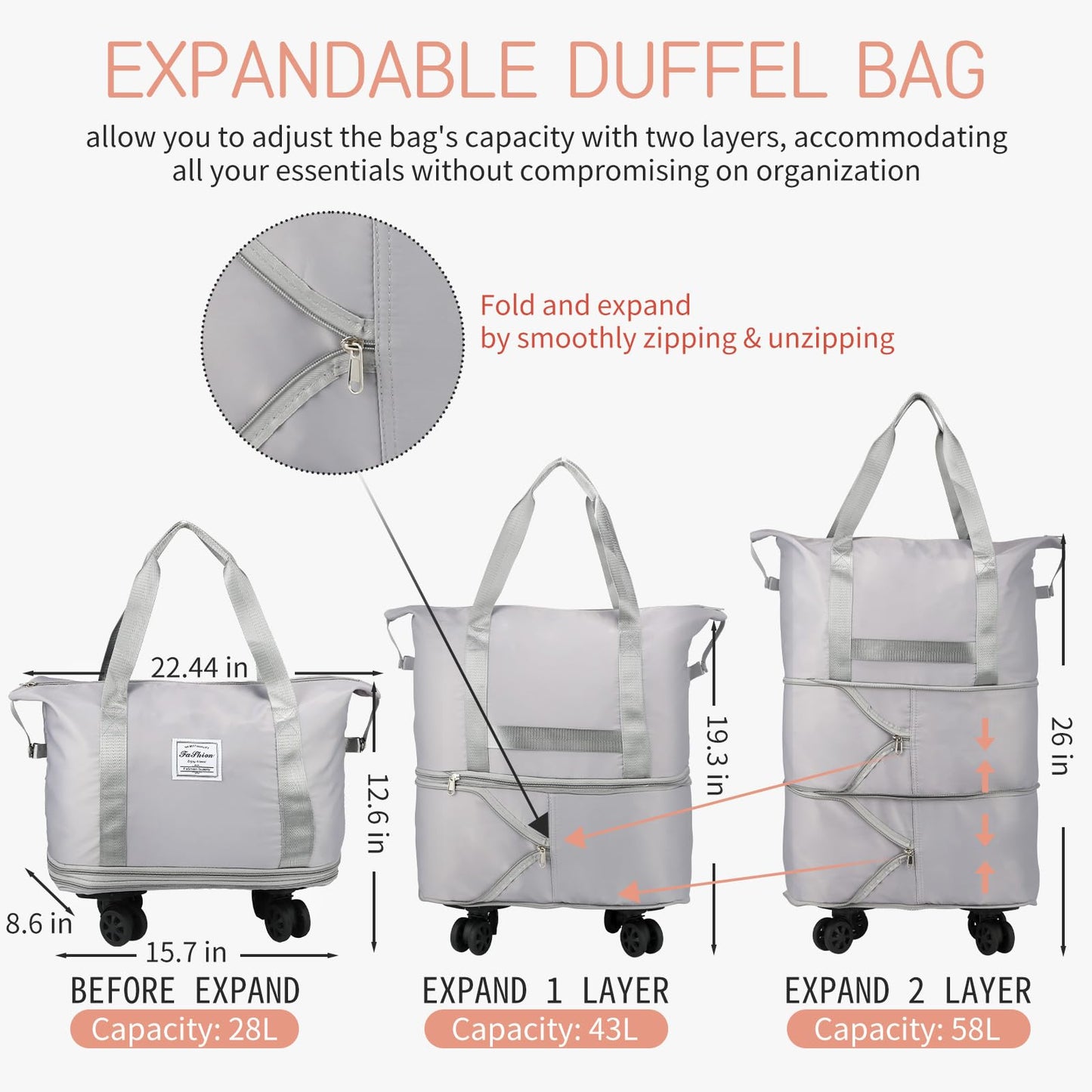 VoyagePro Expandable Wheeled Duffle Bag