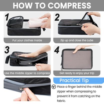 BAGAIL Travel Compression Cubes Set for Packing Ease
