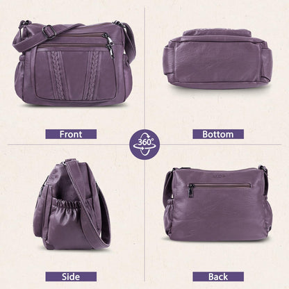 ELDA Chic Crossbody: Soft PU Leather Multi-Pocket Bag