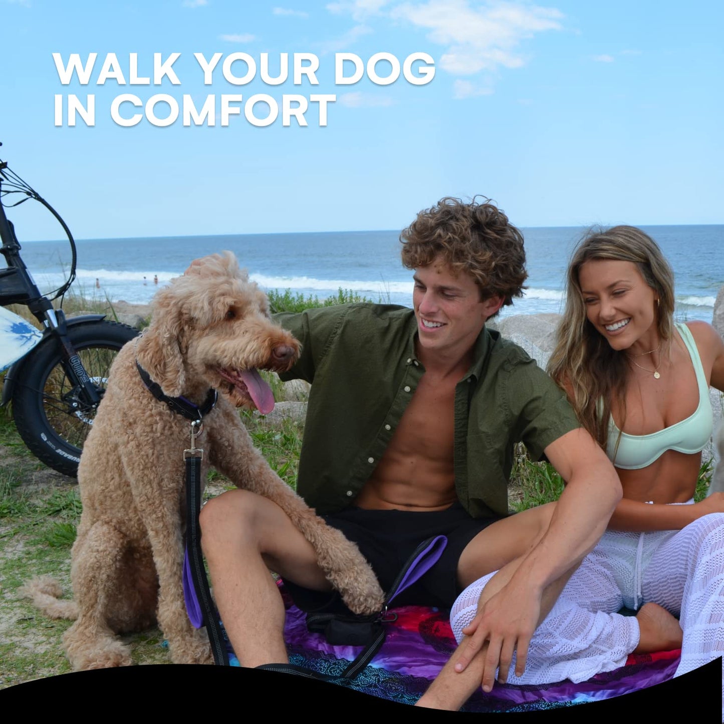 RhinoGrip Aqua: Double Handle Reflective Dog Leash